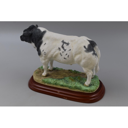 282 - A Border Fine Arts Belgian Blue Bull A0742, On Wooden Plinth. Approx 6