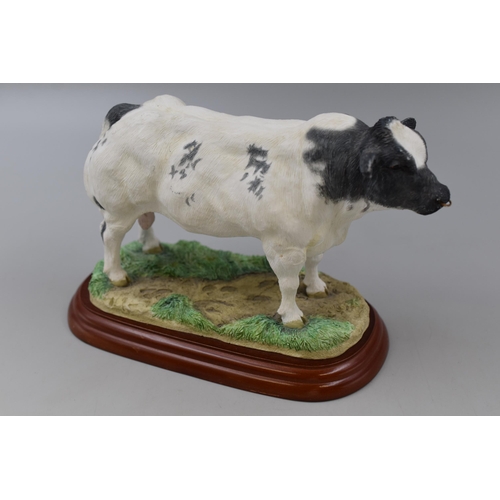 282 - A Border Fine Arts Belgian Blue Bull A0742, On Wooden Plinth. Approx 6