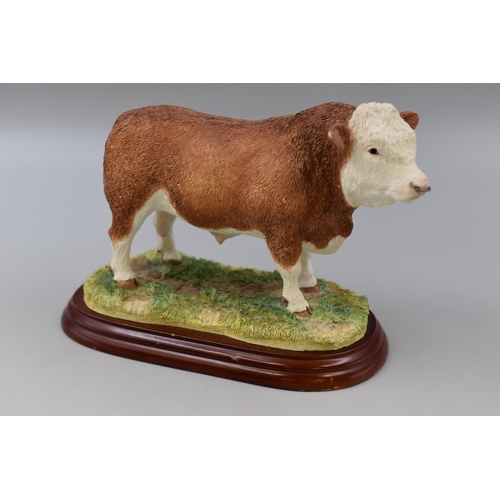 283 - A Border Fine Arts Simmental Bull Figure, On Wooden Plinth. Approx 6