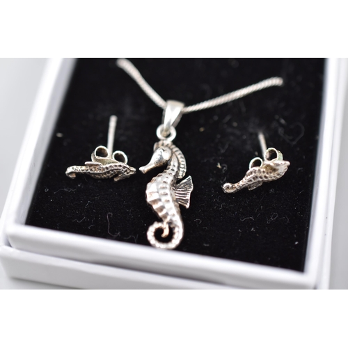 123 - Selection of Silver Earrings, Sea Horse Necklace and Earring Set, and More