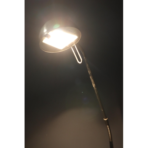 317 - Modern Double Flexi Reading Lamp Finished in Brushed Steel working when tested approx 44