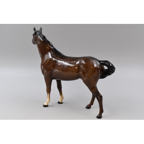 287 - A Beswick Gloss Ceramic Swish Tail Gloss Brown Horse Figure, Approx 10