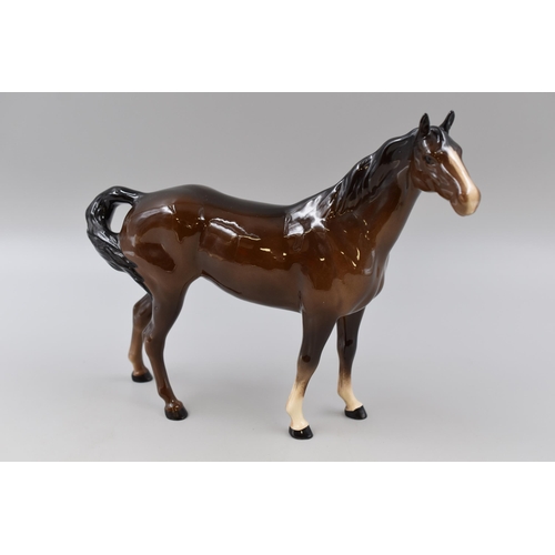 287 - A Beswick Gloss Ceramic Swish Tail Gloss Brown Horse Figure, Approx 10