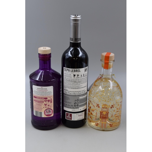 298 - Three Bottles of Sealed Alcohol. Includes Bottle of Cepa Lebrel Rioja Red Wine (75cl), Haysmith's Rh... 