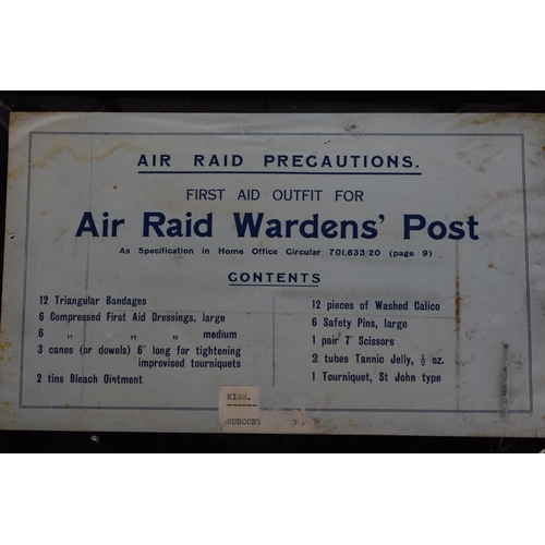 342 - Air raid wardens post first aid outfit, looks to be complete with contents sheet