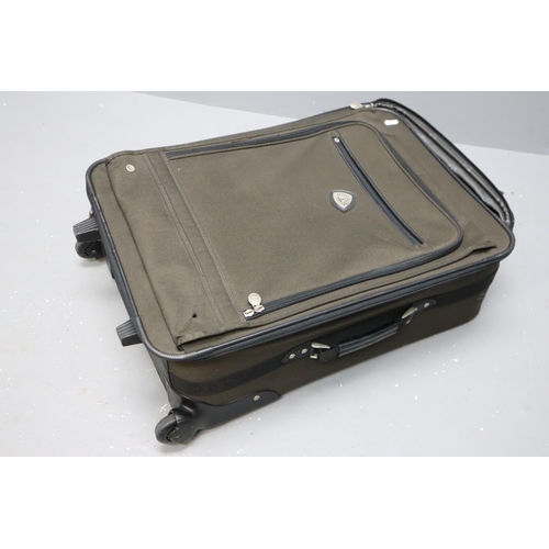 359 - Globetrotter Lightweight Suitcase with Matching Vanity Case and Framed Picture Depicting Las Vegas