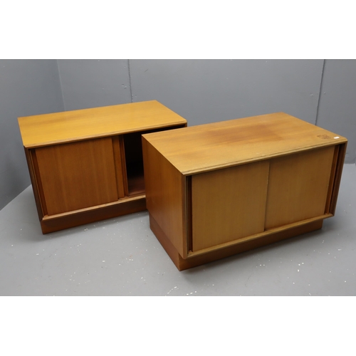 524 - Pair of matching Mid Century Teak G-Plan Base Storage Units with Cross Section Sliding Doors approx ... 