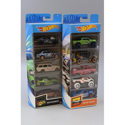 526 - Hot Wheels NightBurnerz 5 pack and HW Hot Trucks 5 pack