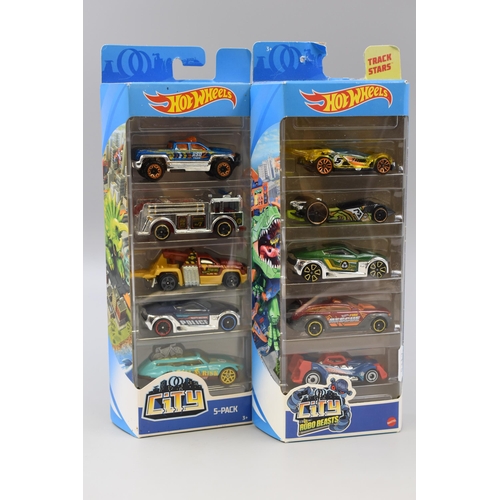 527 - Hot Wheels City 5 pack and City VS Robo Beasts 5 pack