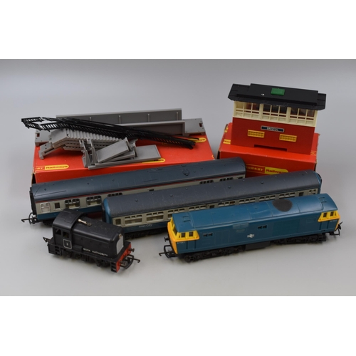 530 - Selection of Hornby Railways Including R758 Locomotive Class 35 Hymek BR Blue, Dock Authority 3, Sig... 