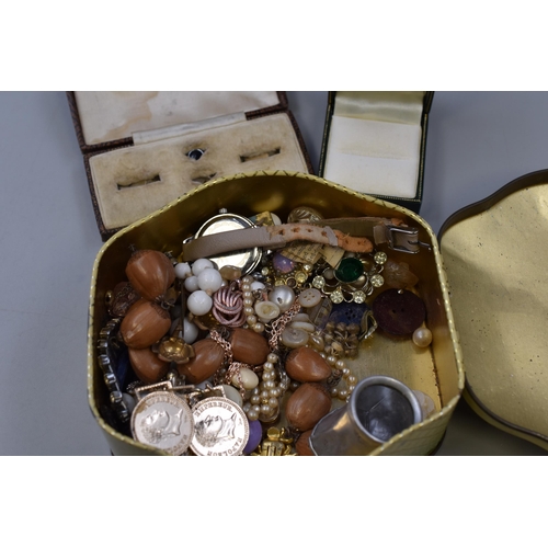 436 - A Vintage Tin Containing Unsorted Jewellery and Watches