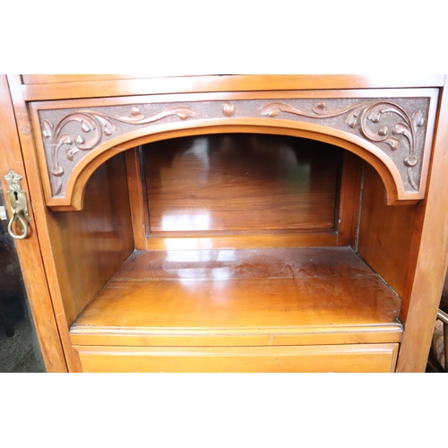 575 - Stunning Antique Edwardian Oak Lockable Compactum Wardrobe Consisting of a Wardrobe with Base Storag... 