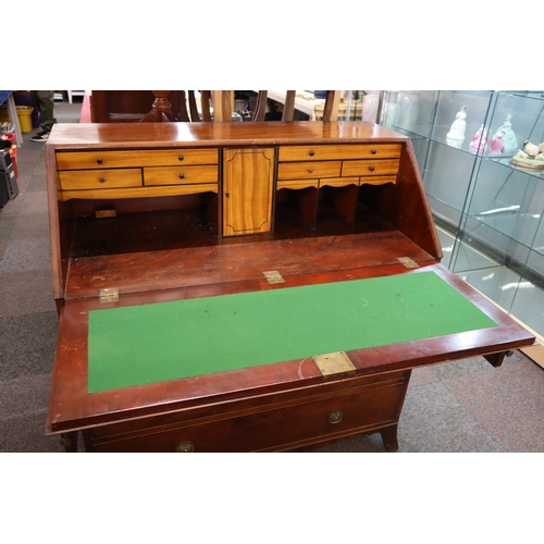 446 - Victorian Highly Polished Four Drawer Writing Bureau with Eight Drawer Internal Sectional Storage (o... 