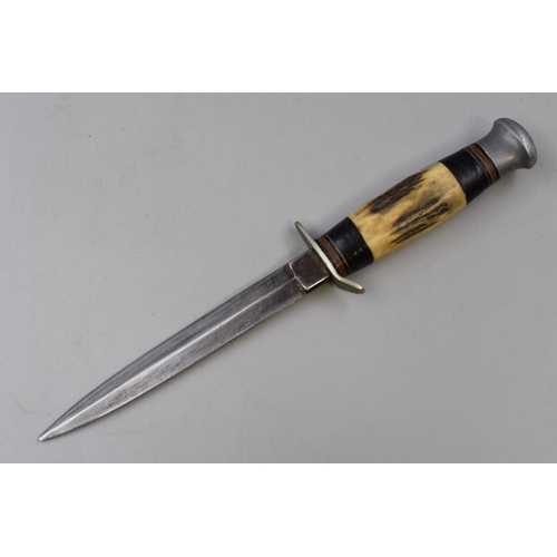 228 - Willian Rogers Bowie Type Knife with Leather Sheath (26cm Long)