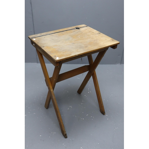 550 - Vintage wooden folding school desk (21 1/2