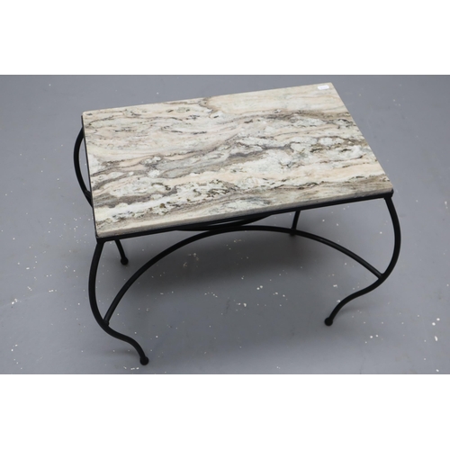 560 - Metal Framed Marble Topped Side table approx 25