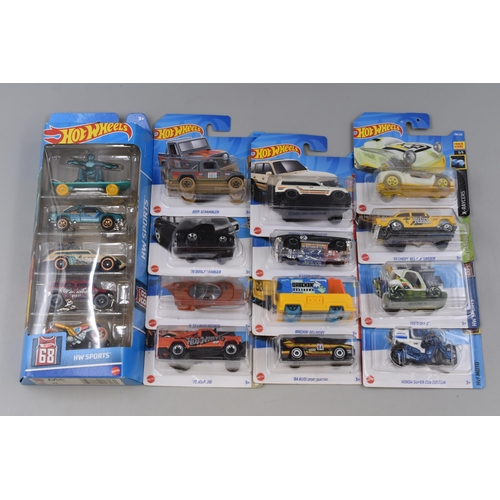 521 - Hot Wheels Selection of 12 Single Cars including Star Wars and a HW Sports 5 Pack (All Sealed)