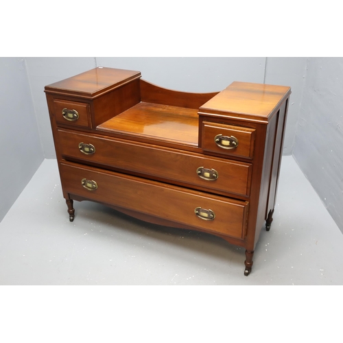 593 - Stunning Quality Victorian Four Drawer Split Level Solid Teak Bedroom Dresser Unit on Castors Dresse... 