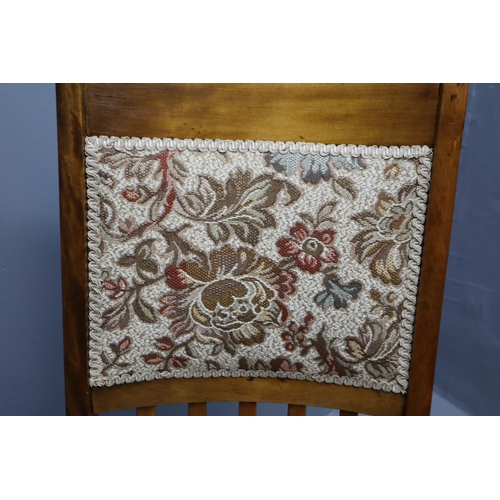 594 - Stunning Edwardian Carved oak Low Chair Dressed with Hand Embroidered Seat Base and Back Rest, Seat ... 