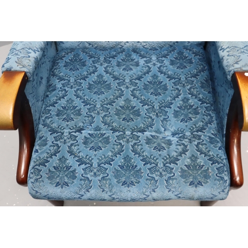 595 - Mid Century Very Comfy Sturdy Armchair with Sprung Base and Professionally Covered in Blue valor Mat... 