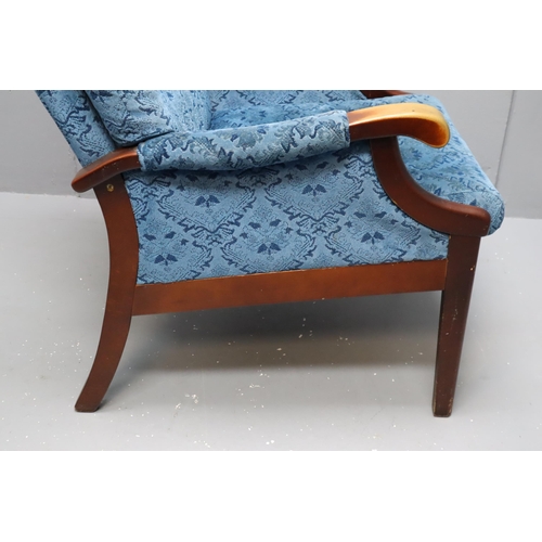 595 - Mid Century Very Comfy Sturdy Armchair with Sprung Base and Professionally Covered in Blue valor Mat... 