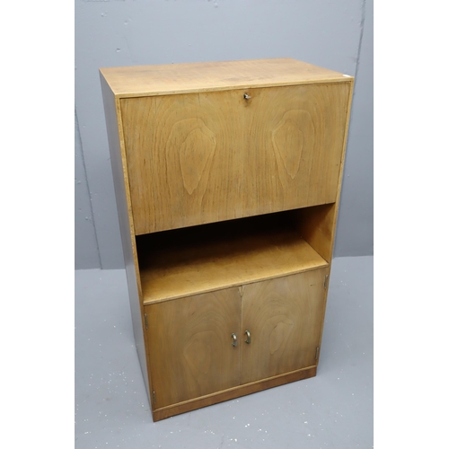 522 - Mid Century Lockable Freestanding Secretary Unit with Under Storage Cupboard and Sectional Storage a... 