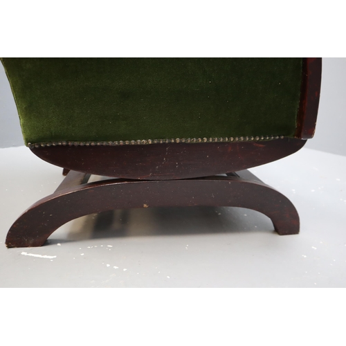 596 - A Green Velour Covered Spring Loaded Rocking Chair, Approx 38