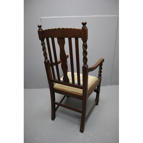 603 - Antique Oak Barley Twist Arm Chair in Stunning Condition Highly Polished well looked after Dressed w... 