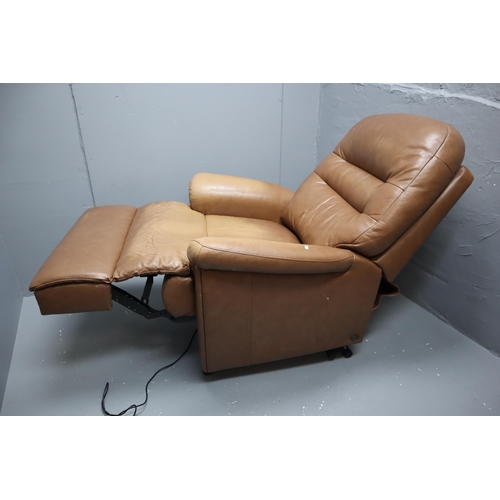 604 - A Sherborne Rise and Recline Electric Brown Leather Armchair, Powers On When Tested