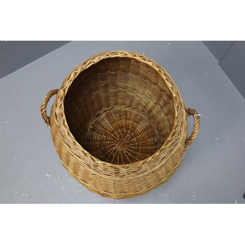 606 - Mid Century Snake Charmers Wicker Wash Basket approx H22