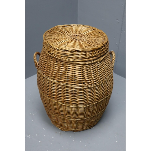 606 - Mid Century Snake Charmers Wicker Wash Basket approx H22