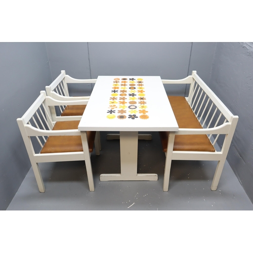 607 - A Set of Four Retro 1960's/70's Breakfast Furniture, Includes Dining Table, Two Chairs, And One Benc... 