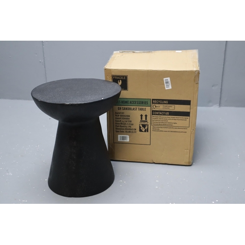 673 - A Boxed Black Sandblast Table, Approx 34.5 x 34.5 x 40 cm