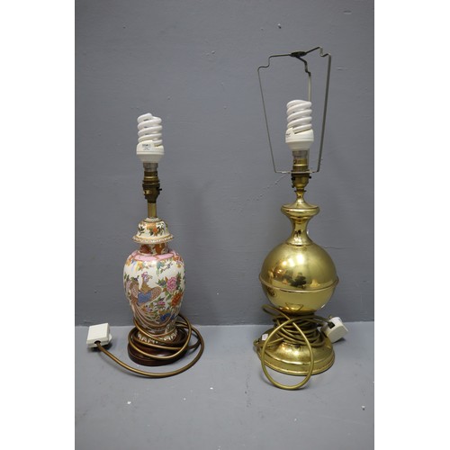 257 - Two Working Side lamps to include a Brass and Chinese Style lamp