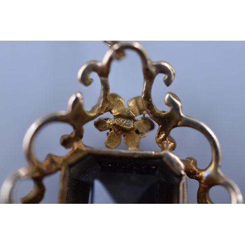 1 - Hallmarked 375 (9ct) Gold Smokey Quartz Pendant Necklace (7 grams)