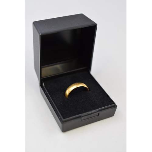 9 - Hallmarked Birmingham 22ct Gold Band Ring Complete with Presentation Box (Size O)