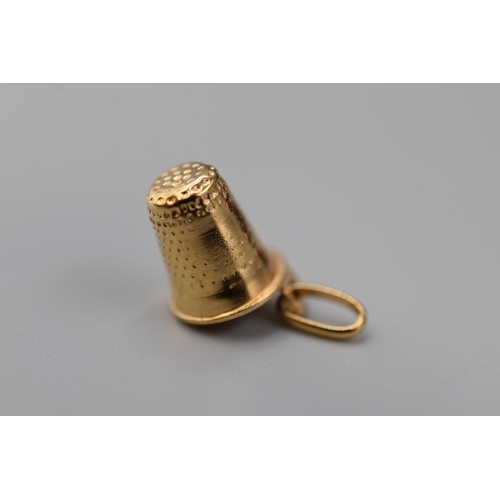 19 - Gold 375 (9ct) Thimble Charm Complete with Presentation Box