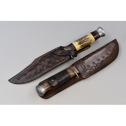 227 - Two Bowie / Hunting Knives Complete with Leather Sheaths. No Postage