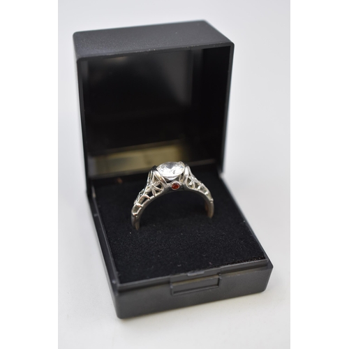 21 - Silver 925 Solitaire Ring Complete with Presentation Box
