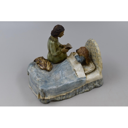 292 - Intricate studio pottery child in bed mother reading story (5 1/2