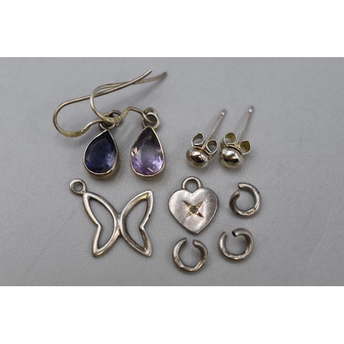 244 - Selection of Silver Including Amethyst Earrings