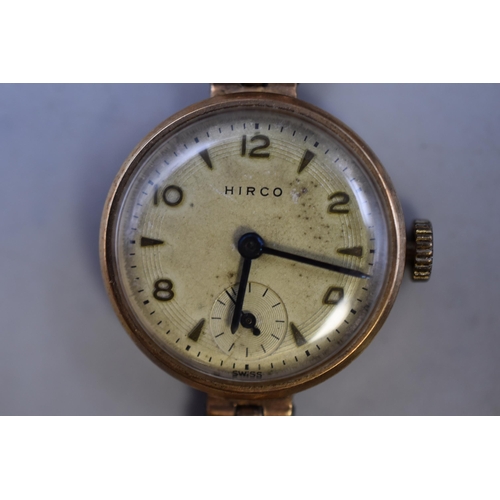 41 - Hallmarked Birmingham 375 (9ct) Gold Case Ladies Hirco Watch