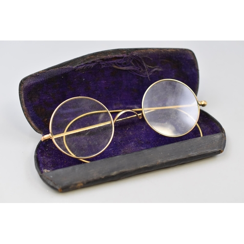 48 - Really Nice Quality Pair of Vintage Gold Plated Spectacles in Case