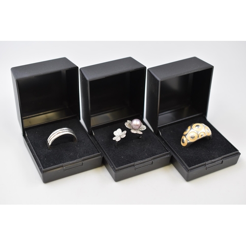 60 - Three Silver 925 Rings with Presentation Boxes