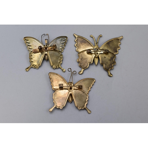 61 - Three Vintage Articulated Butterfly Brooches