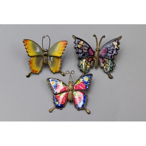 61 - Three Vintage Articulated Butterfly Brooches