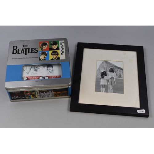 447 - Framed Photograph of John Lennon and Yoko after getting Married on the Island of Gibraltar and a Sel... 