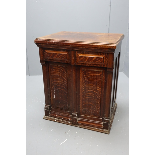 485 - An Antique Jones Fold-Away Mahogany Sewing Table Cabinet With Various Accessories, Approx 20