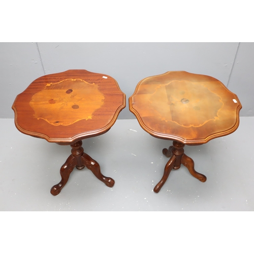 486 - Pair of Matching Edwardian Style Double Bevel Edged Inlaid Side tables approx H23