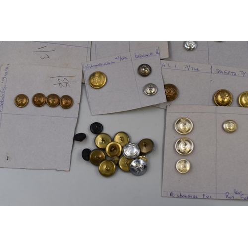 271 - Large Selection of Military, and Coast Guard Dress Buttons including Seaforth, Gordon Highlanders an... 